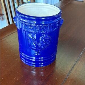 Blue Ceramic Utensil Holder